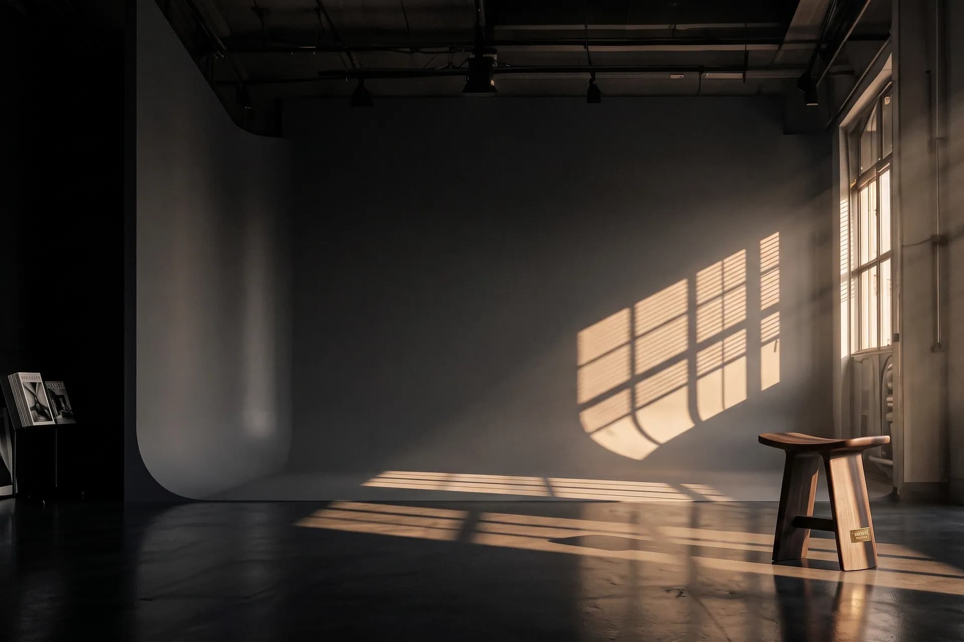 The NOIRÉ studio in slatted afternoon light